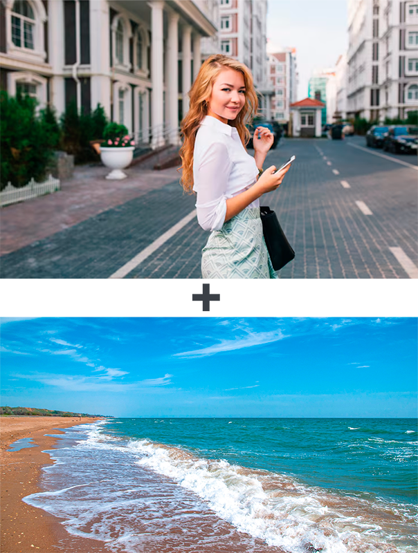 Пример: 2 фото нейросетью в видео соединяются